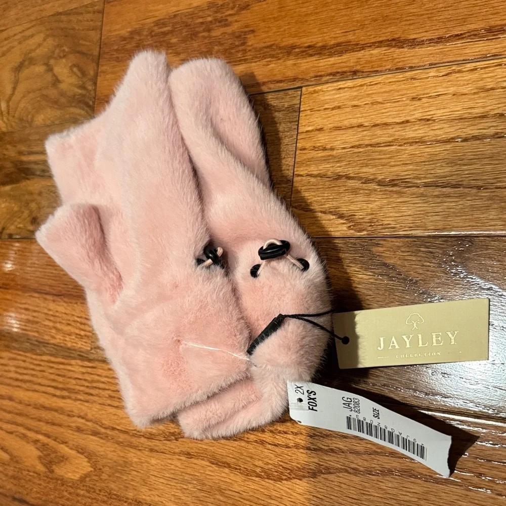JayLey Faux Fur Pink Fingerless Gloves Mittens NWT - Picture 3 of 5
